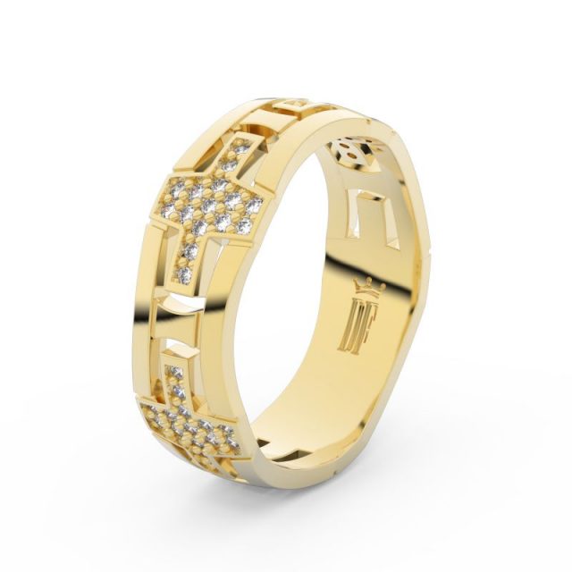 Dámský snubní prsten ze žlutého zlata s diamanty Danfil DF 3042