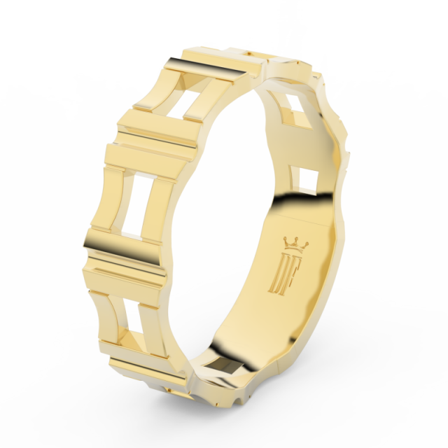 Pánský snubní prsten Danfil DLR3085 žluté zlato, bez kamene, povrch lesk