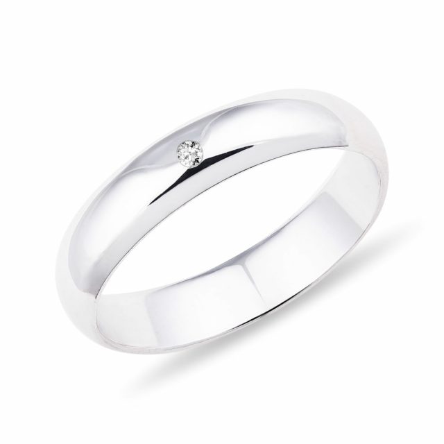 Dámský snubní prsten z bílého zlata a diamantem 4 mm Klenota