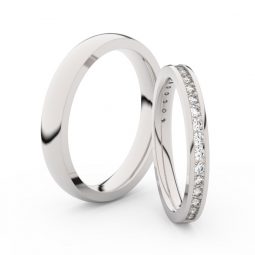 Snubní prsteny z bílého zlata s diamanty, pár, Danfil DF 3893