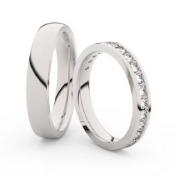 Snubní prsteny z bílého zlata s diamanty, pár, Danfil DF 3894
