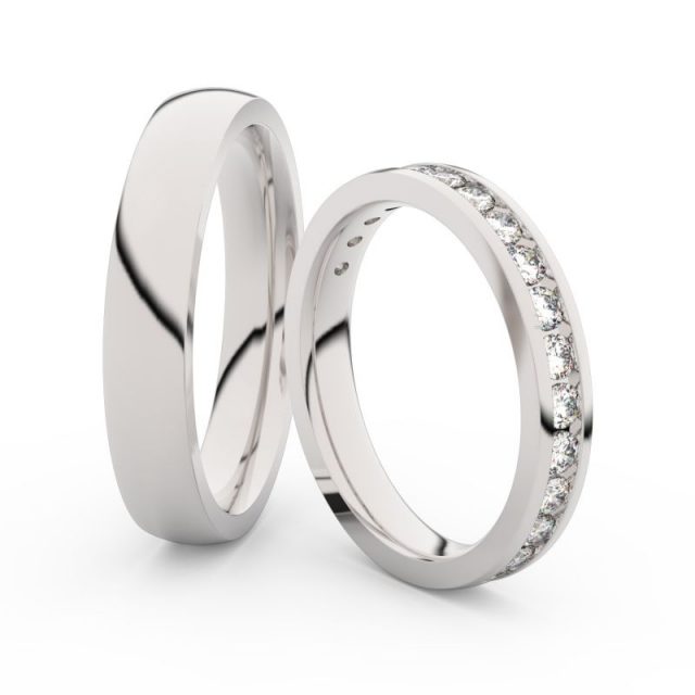 Snubní prsteny z bílého zlata s diamanty, pár, Danfil DF 3894