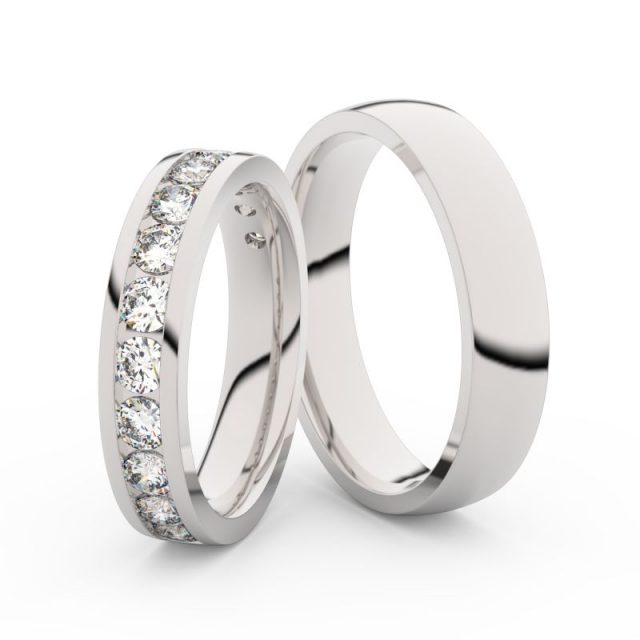 Snubní prsteny z bílého zlata s diamanty, pár, Danfil DF 3895