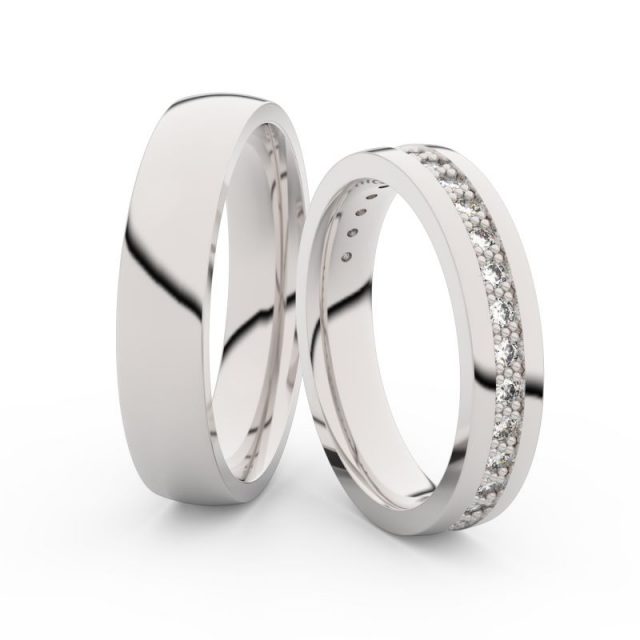 Snubní prsteny z bílého zlata s diamanty, pár, Danfil DF 3898