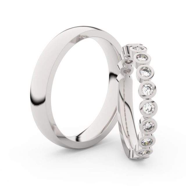 Snubní prsteny z bílého zlata s brilianty, pár, Danfil DF 3900