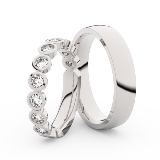 Snubní prsteny z bílého zlata s diamanty, pár, Danfil DF 3901