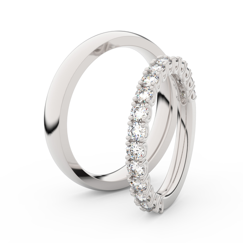 Snubní prsteny z bílého zlata s diamanty, pár, Danfil DF 3903
