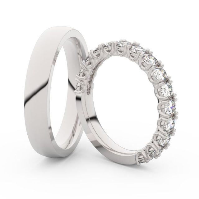 Snubní prsteny z bílého zlata s brilianty, pár, Danfil DF 3904