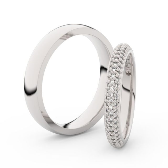 Snubní prsteny z bílého zlata s diamanty, pár, Danfil DF 3911