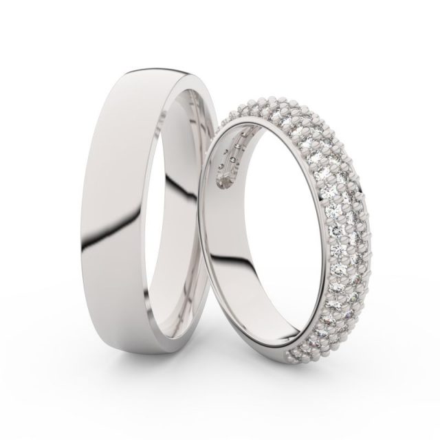 Snubní prsteny z bílého zlata s diamanty, pár, Danfil DF 3912