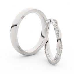Snubní prsteny z bílého zlata s brilianty, pár - Danfil DF 3951