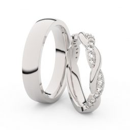Snubní prsteny z bílého zlata s brilianty, pár - Danfil DF 3953