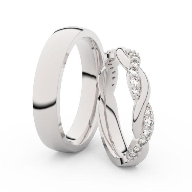 Snubní prsteny z bílého zlata s brilianty, pár – Danfil DF 3953