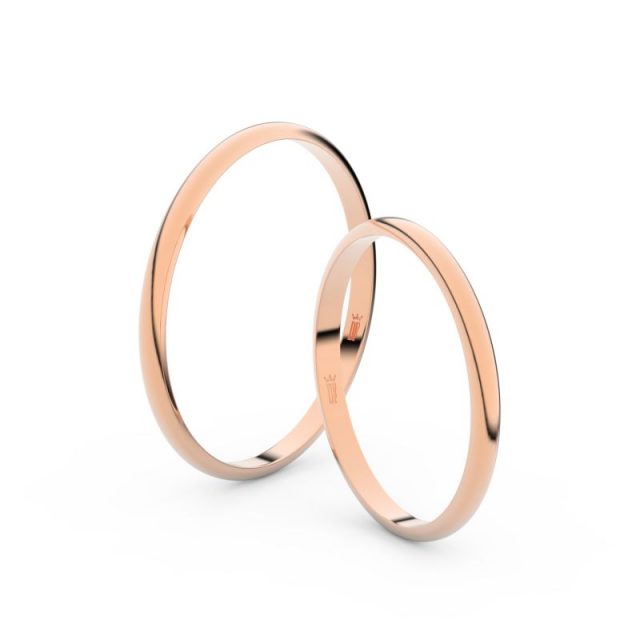 Snubní prsteny z růžového zlata, 1.7 mm, pár – Danfil DF 4I17