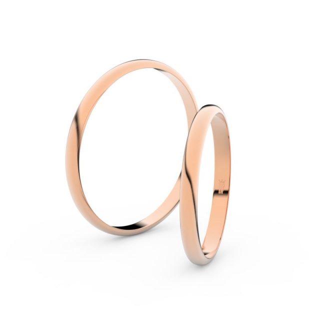 Snubní prsteny z růžového zlata, 2 mm, pár – Danfil DF 4H20