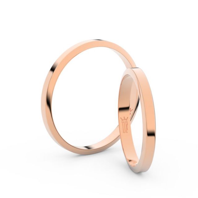 Snubní prsteny z růžového zlata, 2.3 mm, pár – Danfil DF 4A25