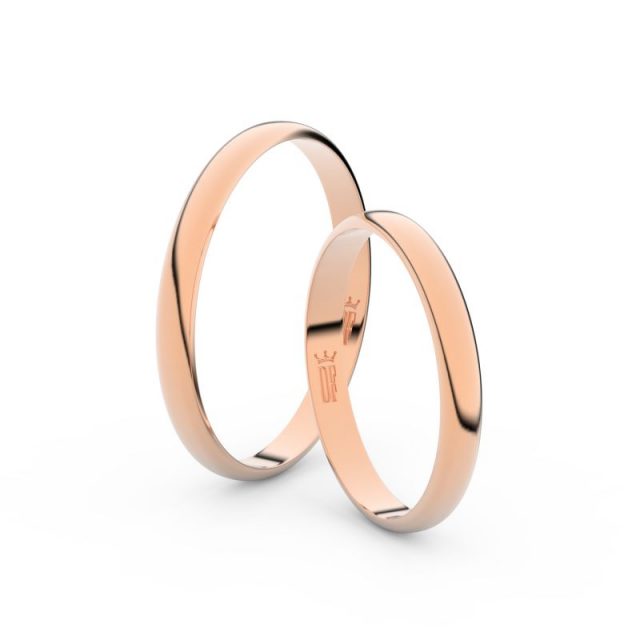 Snubní prsteny z růžového zlata, 2.5 mm, pár – Danfil DF 4G25