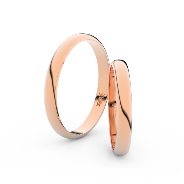 Snubní prsteny z růžového zlata, 2.9 mm, pár – Danfil DF 4F30