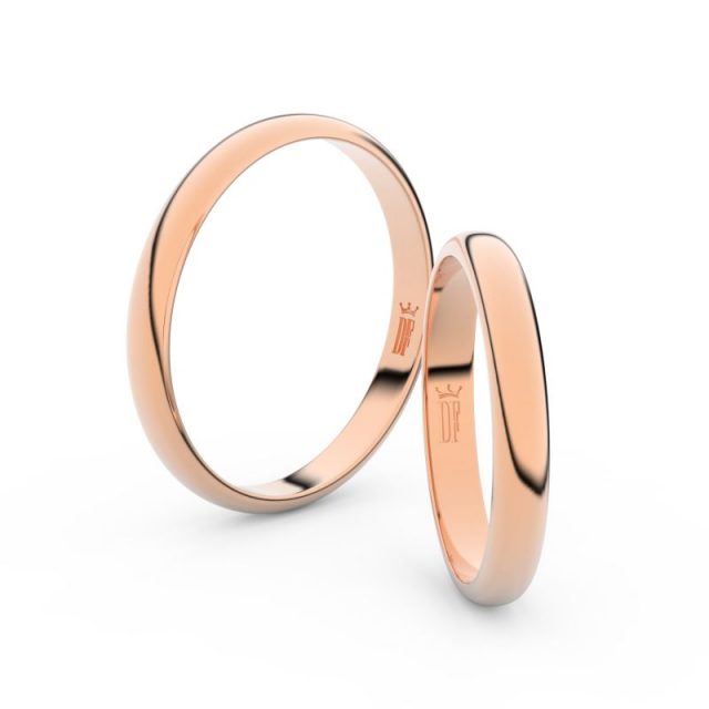 Snubní prsteny z růžového zlata, 3 mm, pár – Danfil DF 2A30