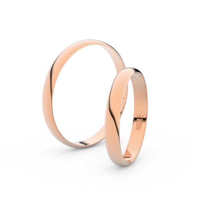 Snubní prsteny z růžového zlata, 3 mm, pár – Danfil DF 4D30