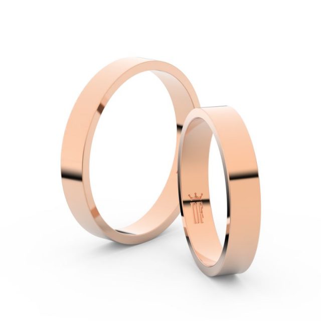 Snubní prsteny z růžového zlata, 3.5 mm, pár – Danfil DF 1G35