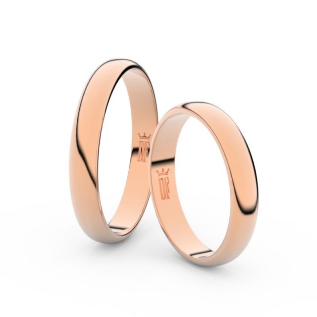 Snubní prsteny z růžového zlata, 3.5 mm, pár – Danfil DF 2B35