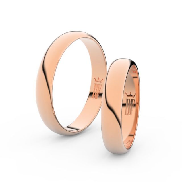 Snubní prsteny z růžového zlata, 4 mm, pár – Danfil DF 2C40