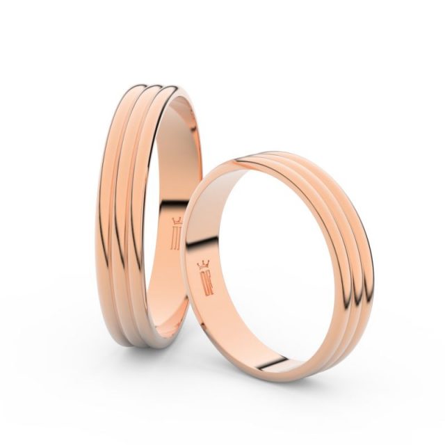 Snubní prsteny z růžového zlata, 4 mm, pár – Danfil DF 4K37