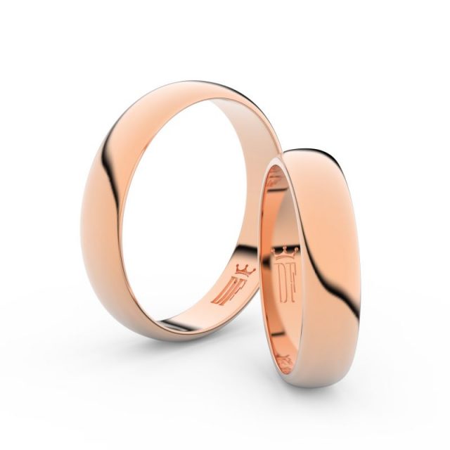 Snubní prsteny z růžového zlata, 4,5 mm, pár, Danfil DF 2D45