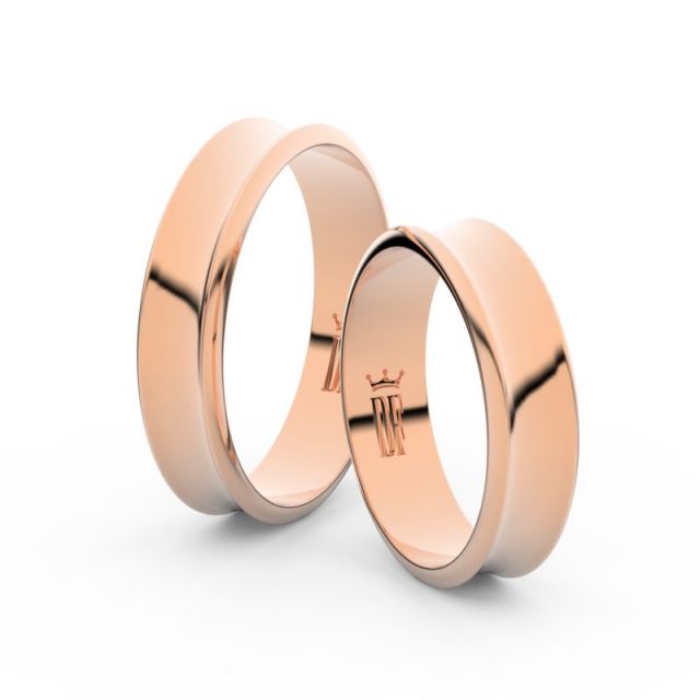 Snubní prsteny z růžového zlata, 5 mm, pár – Danfil DF 5A50