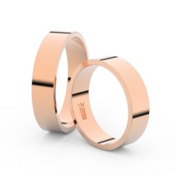 Snubní prsteny z růžového zlata, 5 mm, plochý, pár - Danfil DF 1G50