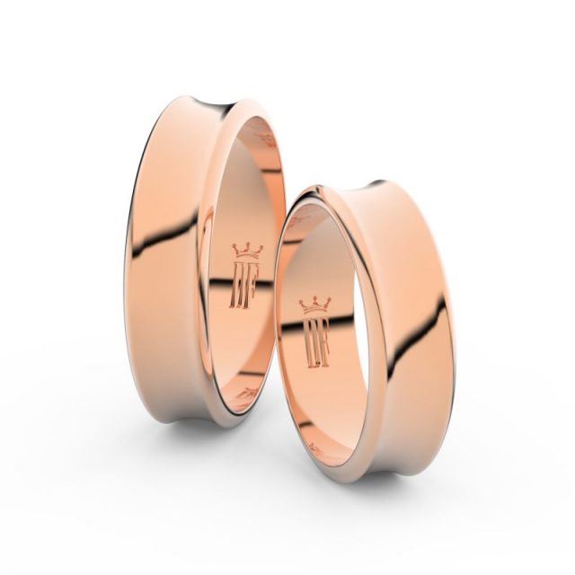Snubní prsteny z růžového zlata, 5.6 mm, pár – Danfil DF 5C57