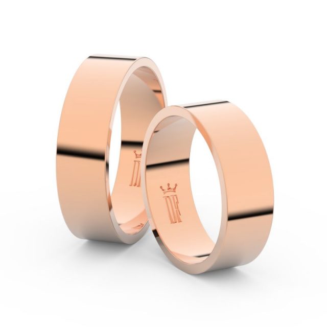 Snubní prsteny z růžového zlata, 6 mm, pár – Danfil DF 1G60