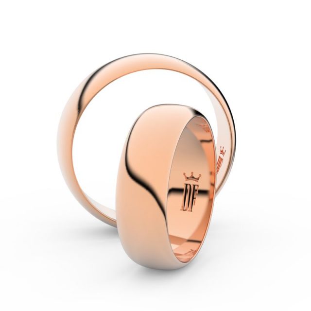 Snubní prsteny z růžového zlata, 6 mm, pár – Danfil DF 3A60
