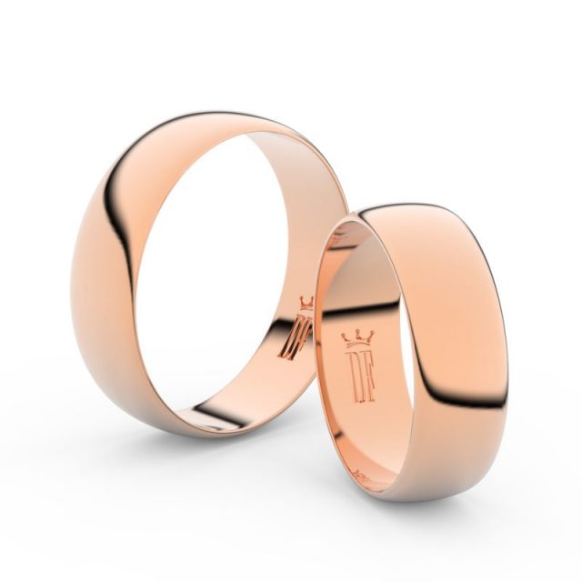 Snubní prsteny z růžového zlata, 6 mm, pár – Danfil DF 9A60