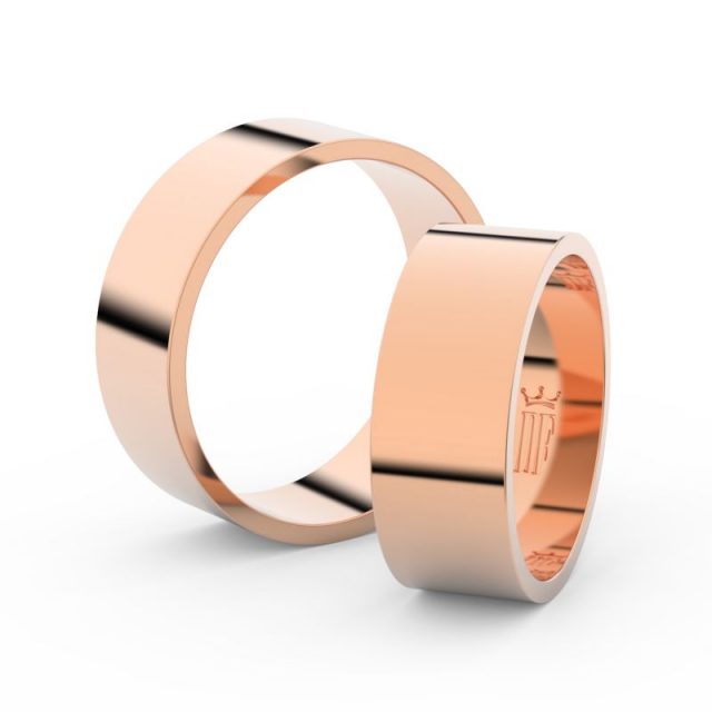 Snubní prsteny z růžového zlata, 7 mm, pár – Danfil DF 1G70