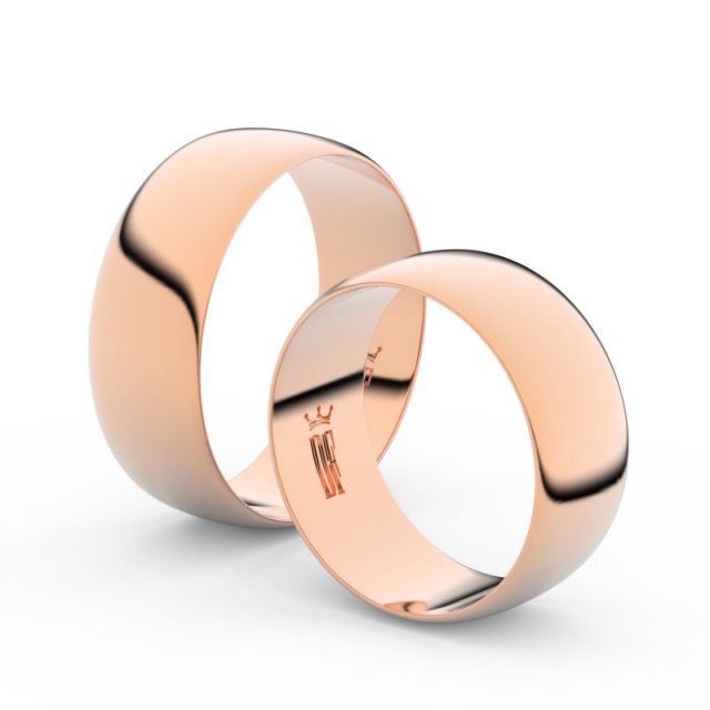 Snubní prsteny z růžového zlata, 7.5 mm, pár, Danfil DF 9B80