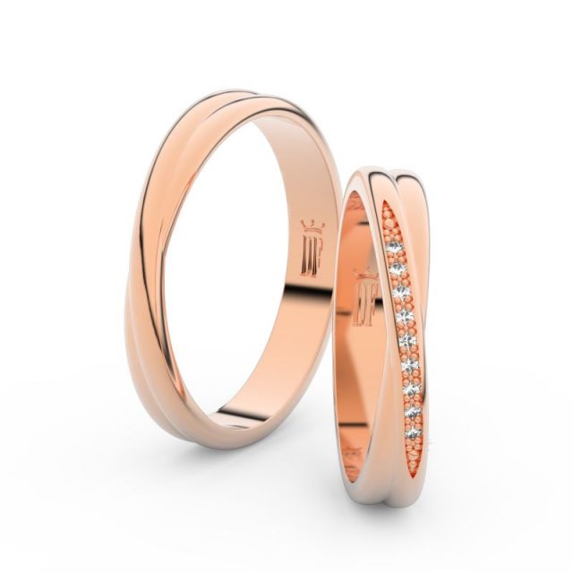 Snubní prsteny z růžového zlata s brilianty, pár – Danfil DF 3019