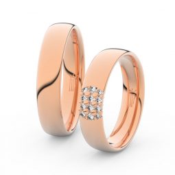 Snubní prsteny z růžového zlata s brilianty, pár - Danfil DF 3020