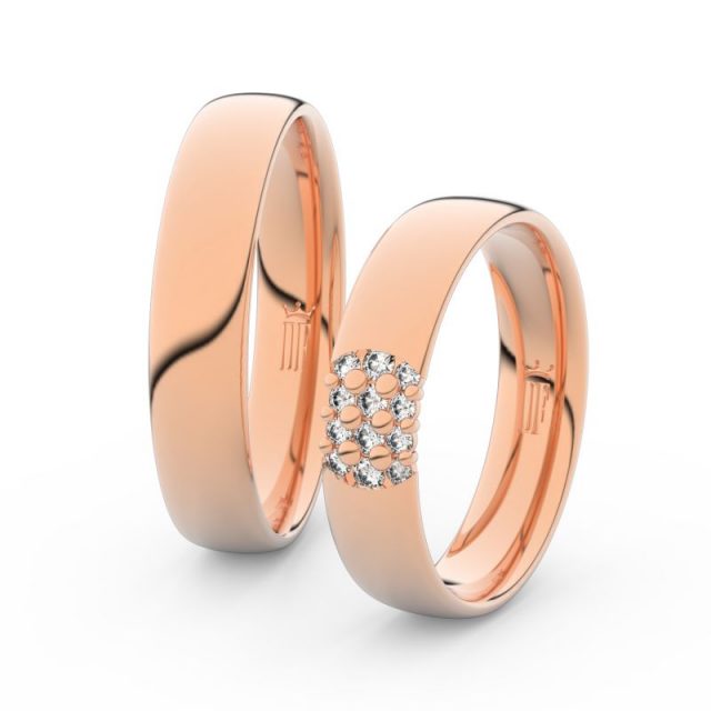Snubní prsteny z růžového zlata s brilianty, pár – Danfil DF 3020