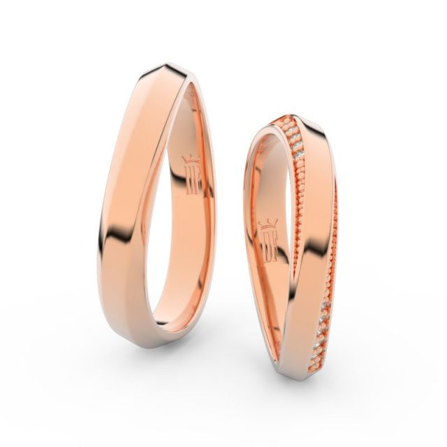 Snubní prsteny z růžového zlata s brilianty, pár – Danfil DF 3023
