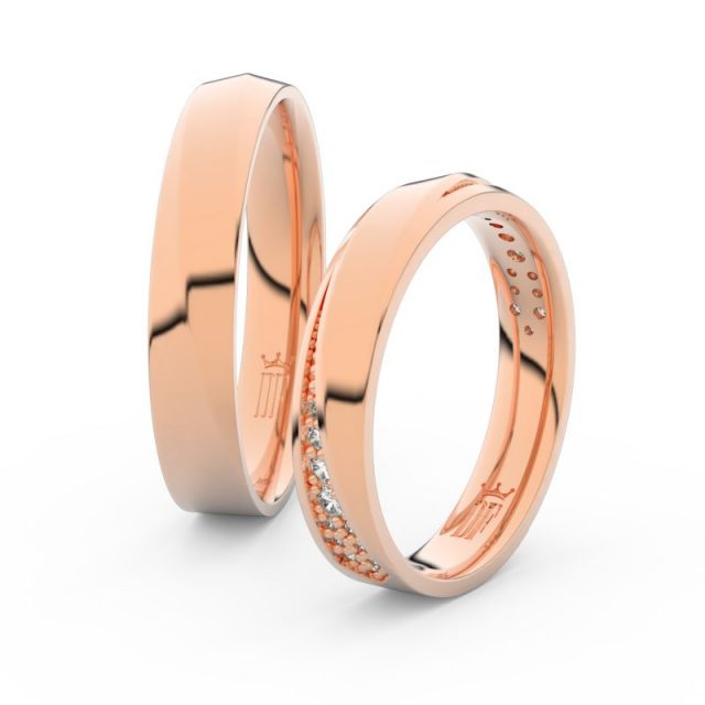 Snubní prsteny z růžového zlata s brilianty, pár – Danfil DF 3025