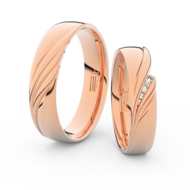 Snubní prsteny z růžového zlata s brilianty, pár – Danfil DF 3044