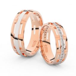 Snubní prsteny z růžového zlata s brilianty, pár - Danfil DF 3048