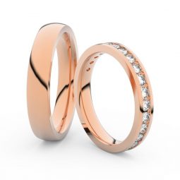 Snubní prsteny z růžového zlata s brilianty, pár Danfil 3894