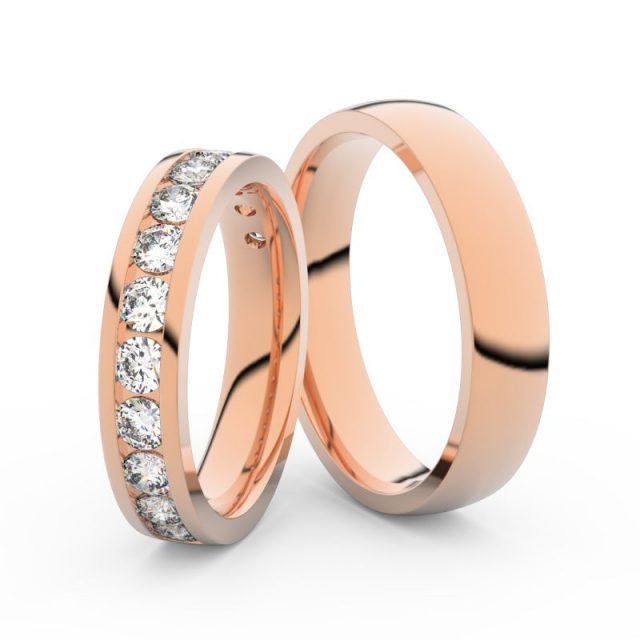 Snubní prsteny z růžového zlata s brilianty, pár Danfil DF 3895