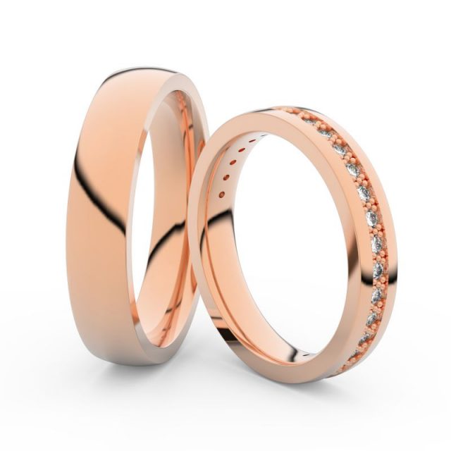 Snubní prsteny z růžového zlata s brilianty, pár – Danfil DF 3897
