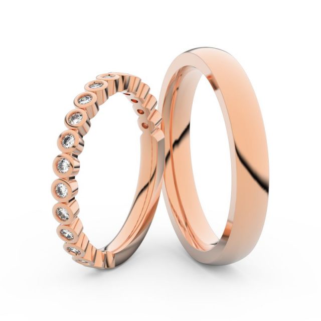 Snubní prsteny z růžového zlata s brilianty, pár Danfil DF 3899