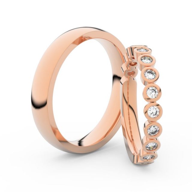 Snubní prsteny z růžového zlata s brilianty, pár Danfil DF 3900