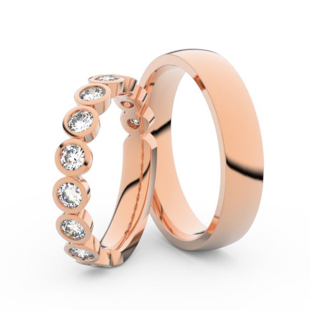Snubní prsteny z růžového zlata s brilianty, pár Danfil DF 3901